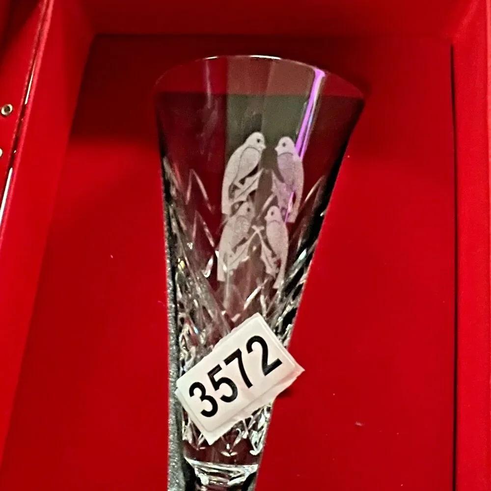 WATERFORD CRYSTAL 12 DAYS OF CHRISTMAS champagne 4 calling birds 2006 four flute
